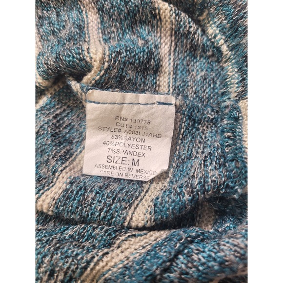 Womens "About a girl" Juniors pullover blouse.  Blue/White stripes.  Size Medium - Picture 4 of 6